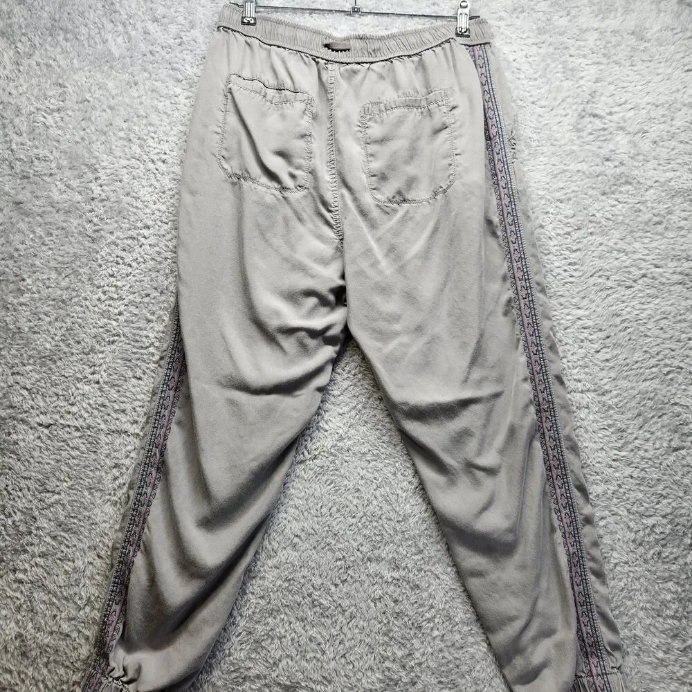 Knox Rose Gray Jogger Pants Size Embroidery Size Medium Boho Hippie Casual